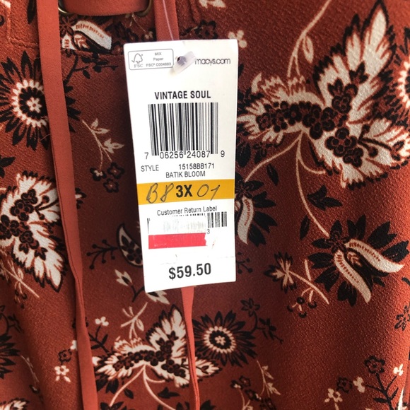 Harvest brown vintage bloom blouse NWT - Picture 3 of 6